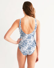 Load image into Gallery viewer, SMF Blue Toile Feminine One-Piece Swimsuit