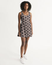 Load image into Gallery viewer, SMF Pink Leaf Geo Feminine Scoop Neck Skater Dress
