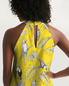 SMF Tropical Birds Feminine Halter Dress