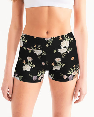 Floral Pattern Women's Mid-Rise Yoga Shorts