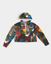 Load image into Gallery viewer, Abstract Face Feminine Cropped Windbreaker
