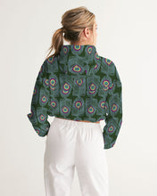 Load image into Gallery viewer, Peacock Tail Women&#39;s Cropped Windbreaker