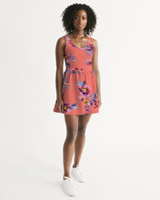 Load image into Gallery viewer, SMF Rose Pattern Feminine Scoop Neck Skater Dress