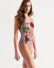 Load image into Gallery viewer, SMF Flowers And Stripes Feminine One-Piece Swimsuit