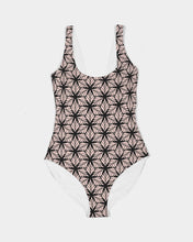 Load image into Gallery viewer, SMF Pink Leaf Geo Feminine One-Piece Swimsuit