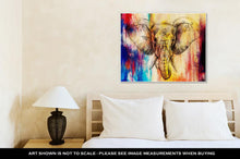 Load image into Gallery viewer, Gallery Wrapped Canvas, Elephant With Floral Ornament Pencil Drawing On Paper Color Effect And Computer