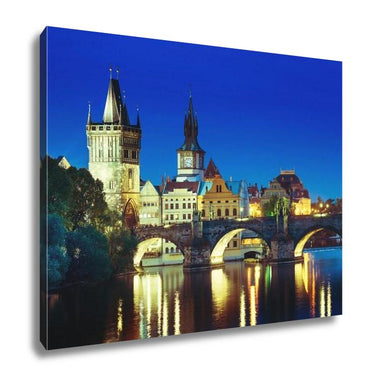 Gallery Wrapped Canvas, Charles Bridge In Sunset Time Prague Czech Republic