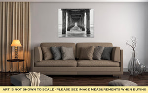 Gallery Wrapped Canvas, Under The Pier Black And White Photo Manhattan Beach California