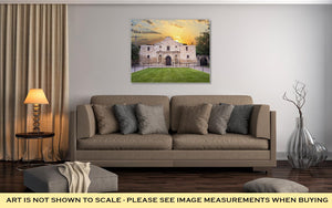 Gallery Wrapped Canvas, Exterior View Of Historic Alamo Shortly After Sunrise