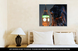 Gallery Wrapped Canvas, Trafalgar Square Lion Statue And Big Ben In London