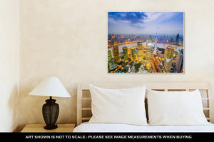 Gallery Wrapped Canvas, Shanghai China City Skyline Over The Pudong Financial District