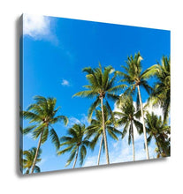 Load image into Gallery viewer, Gallery Wrapped Canvas, Tropical Palm Trees In The Blue Sunny Sky