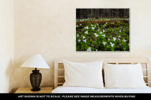 Gallery Wrapped Canvas, Moss Covered Log & Wild White Trillium