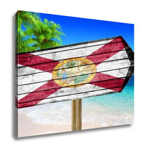Load image into Gallery viewer, Gallery Wrapped Canvas, Florida Flag Wooden Sign On Beach