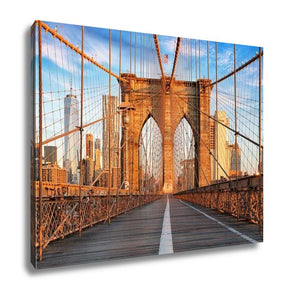 Gallery Wrapped Canvas, Brooklyn Bridge New York City Nobody At Sunrise