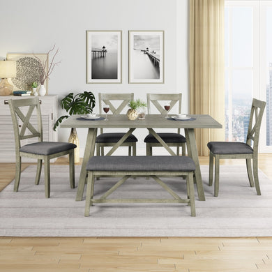 Jio 6pc Rustic Dining Table Set And Bench
